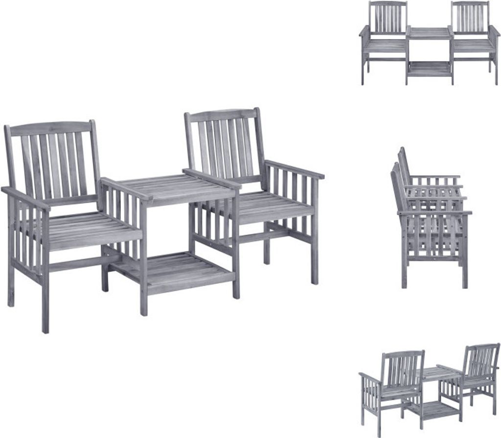 vidaXL Gartenstühle mit Teetisch 159x61x92 cm Massivholz Akazie - Gartenmöbel-Sets