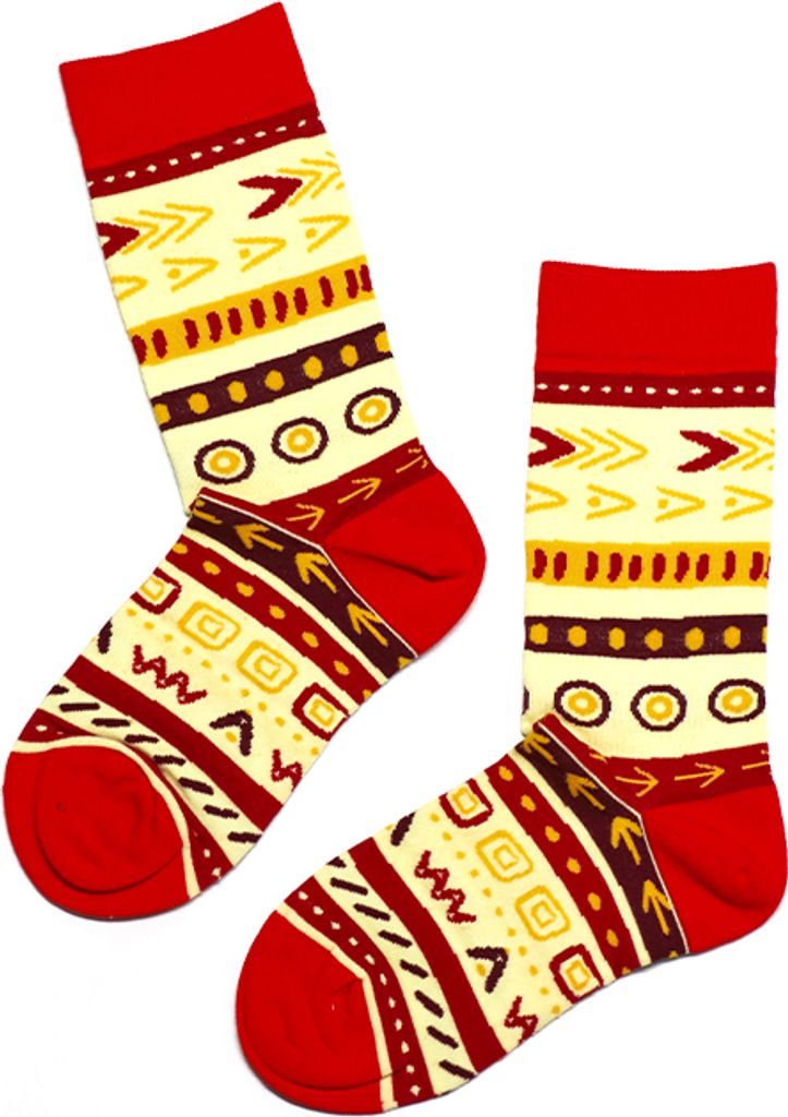 MEGAGROUP 2 Paar Casual Socken Stricksocken Baumwolle Gr. 40-44 rot orange gelb