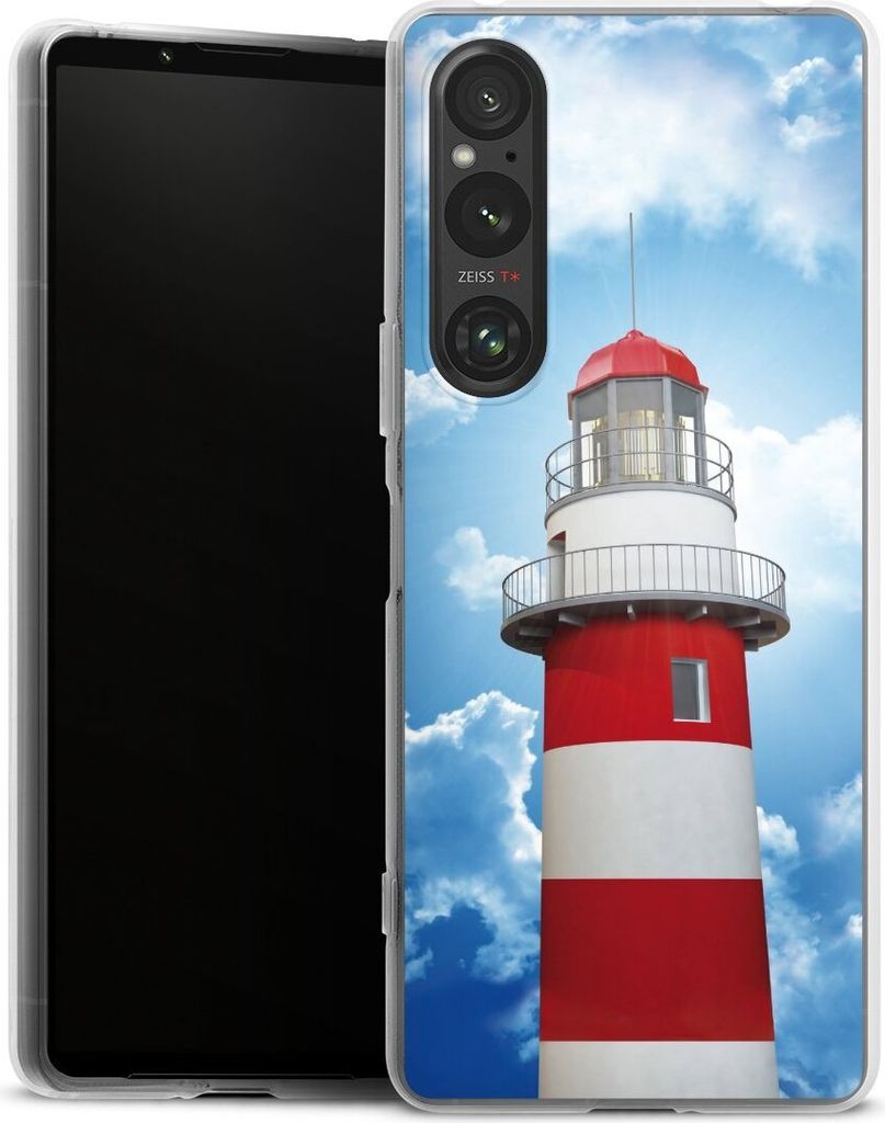 DeinDesign Handyhülle für Sony Xperia 1 V Silikon Hülle Case Smartphone Schutzhülle Himmel Leuchtturm Wolke