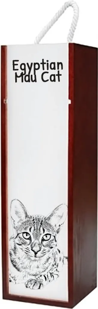 Gatto mau egiziano - scatola per vino con gatto, scatola per alcolici con grafica, scatola regalo personalizzata del marchio Art-Dog