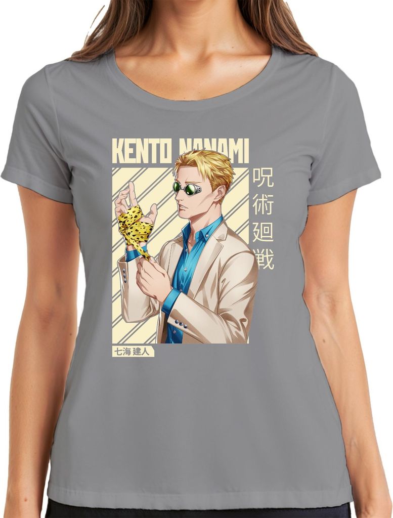 Kento Nanami Jujutsu Kaisen Anime Manga Anzug Geschenk Vintage Damen T-Shirt, Grau, L