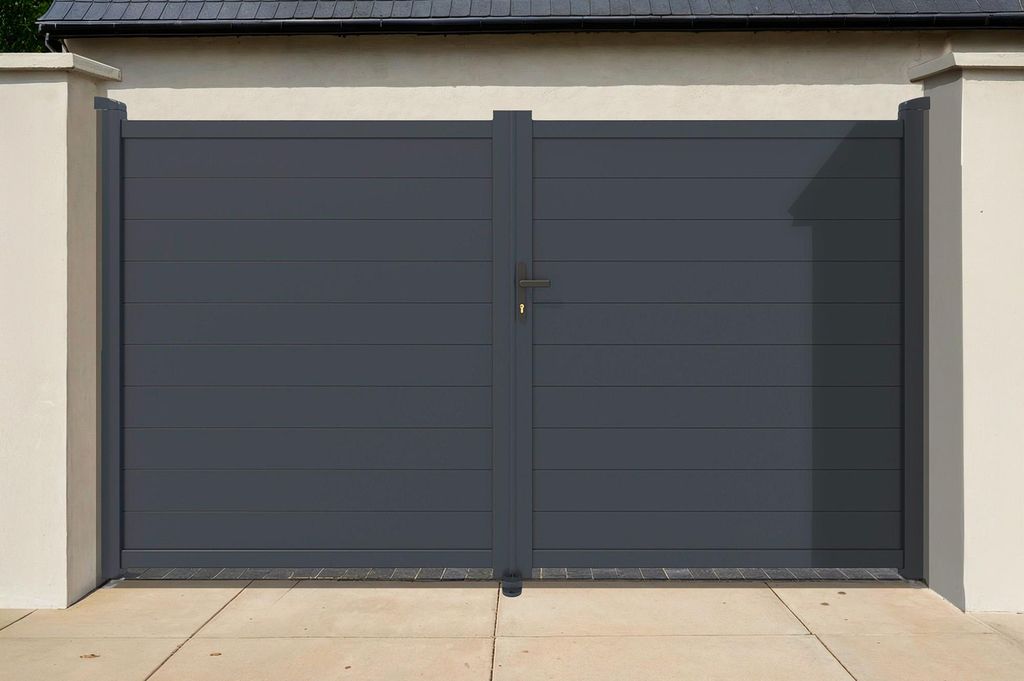 Doppelflügeltor aus Aluminium 4m EIGER H.180cm grau Produktbild 