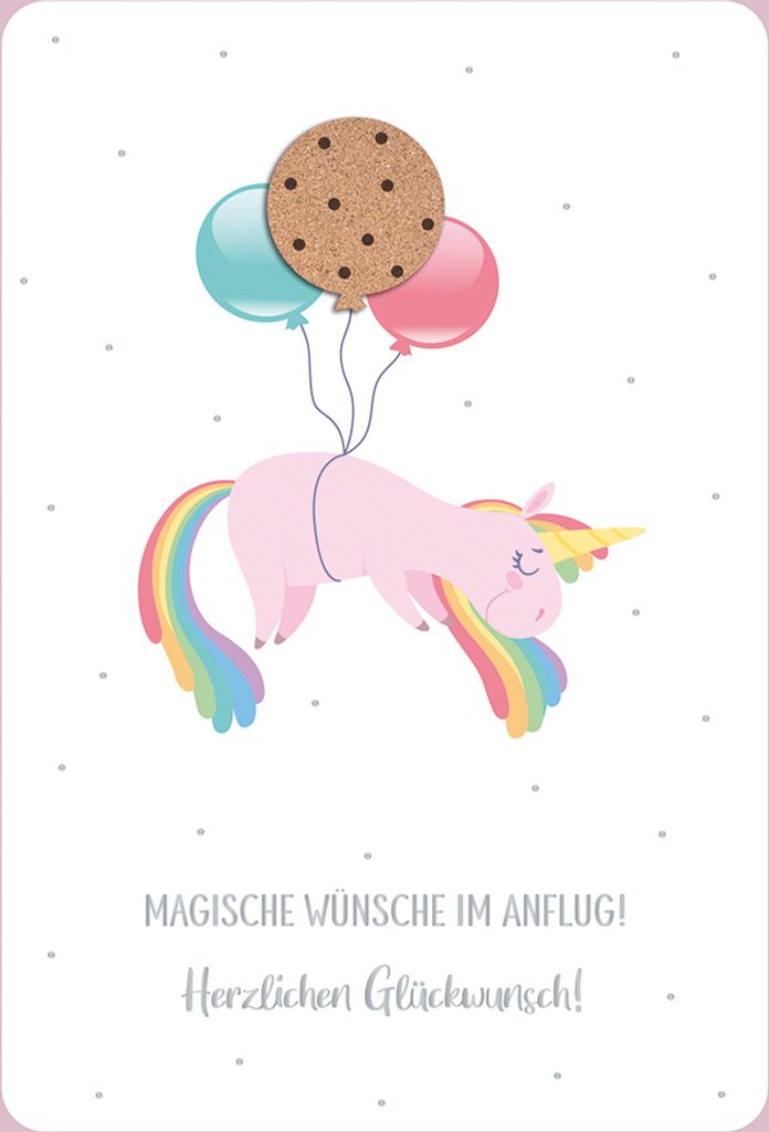 Allgemeine Wünsche Moments Collection Karte mit Briefumschlag Magische Wünsche Einhorn Kork Ballon