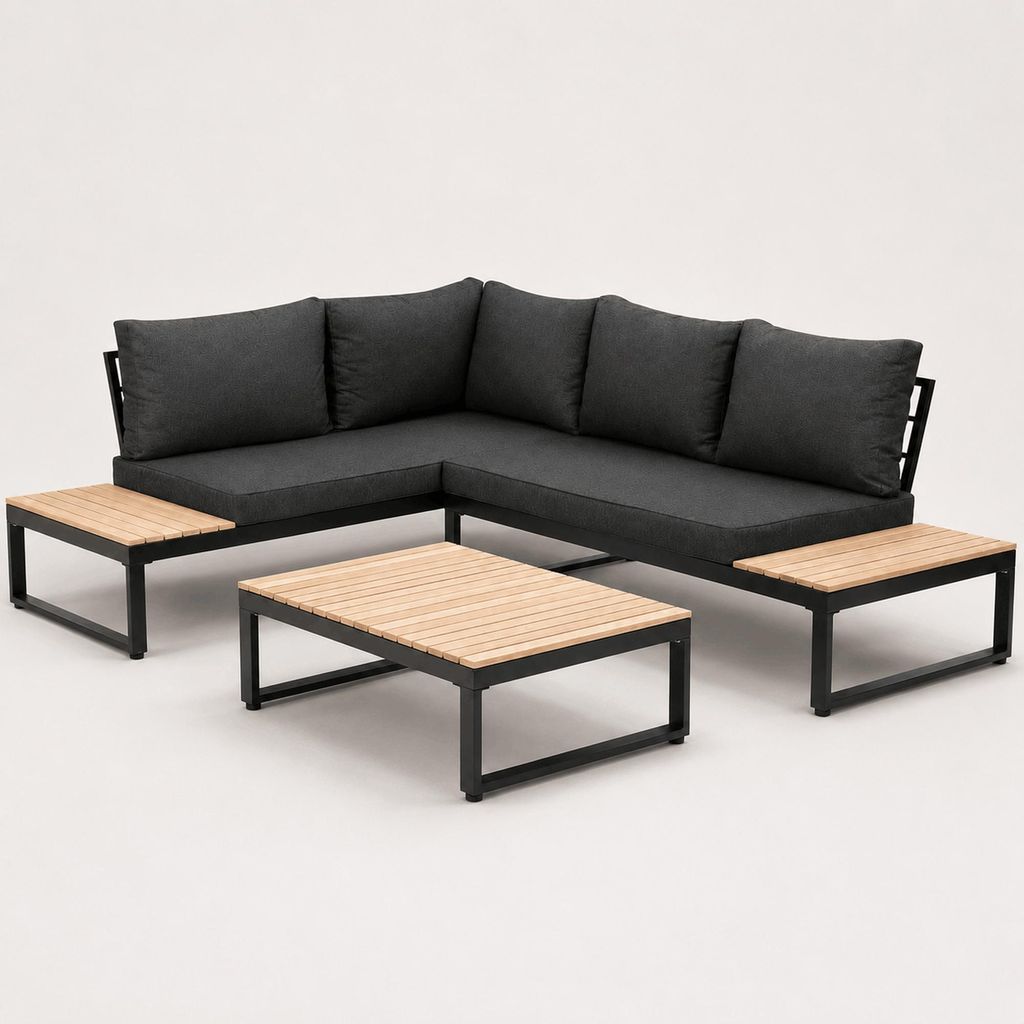 Greemotion Lounge-Set Rio, mit Teakholz-Teilen Schwarz  Produktbild 