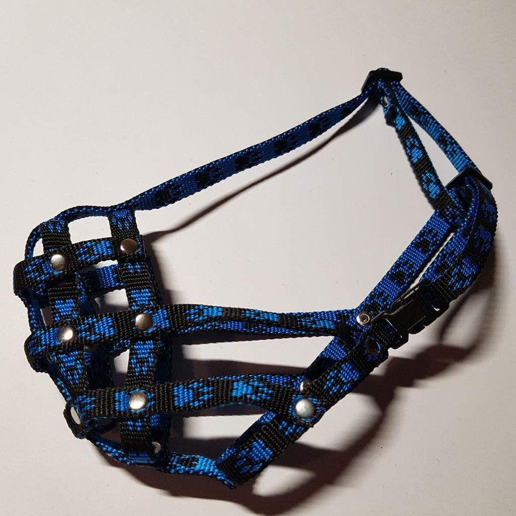 Palkar Nylon-Maulkorb für kurze Nasen für Hunde in der Größe. 2 22 cm x 4,5 cm schwarz-blau