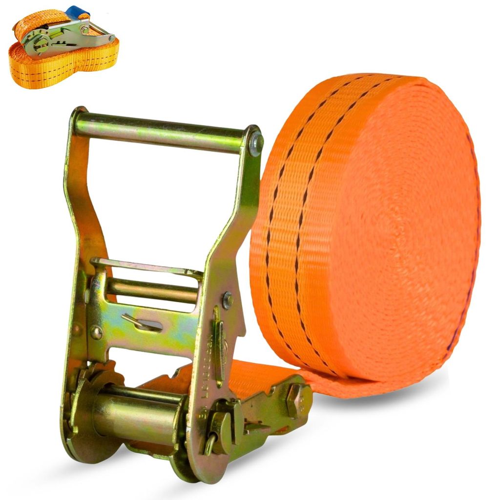 Safetytex 2x Spanngurt 6 Meter 35mm 2000kg einteilig LKW Anhänger Zurrgurt orange