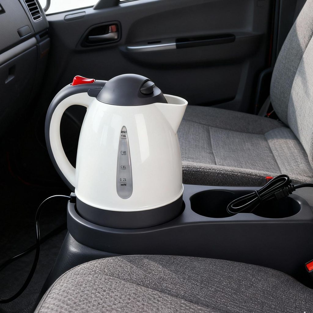 Reisewasserkocher 12V 1L 150W Auto Wasserkocher Edelstahl, Zigarettenanzünderstecker, Wasserstandsanzeige, automatischer Abschaltung, Auslaufsicher