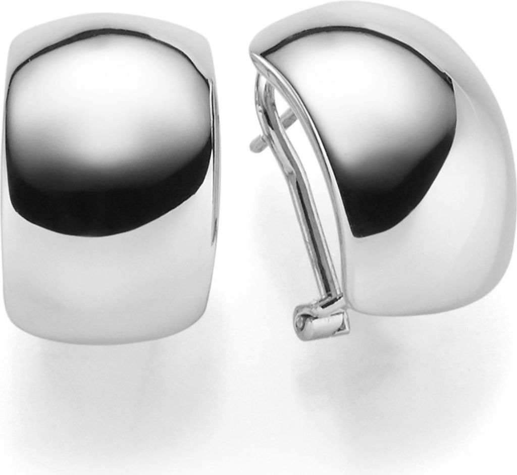 Ohrstecker Clip-Stecker Ohrringe 12mm breit abgerundet 585 Gold Weißgold