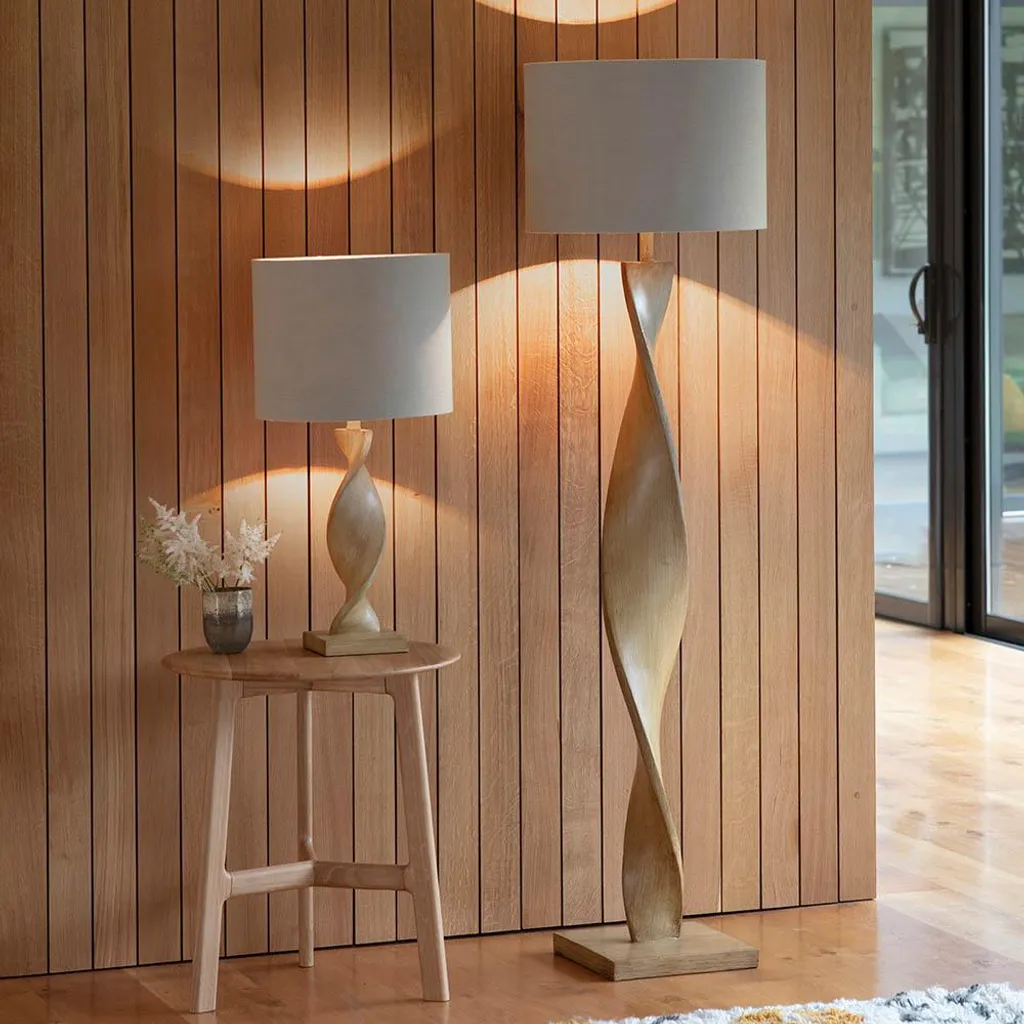 Lampe de table bois clair 68cm ABIA Endon - Finition résine et E27 - 4