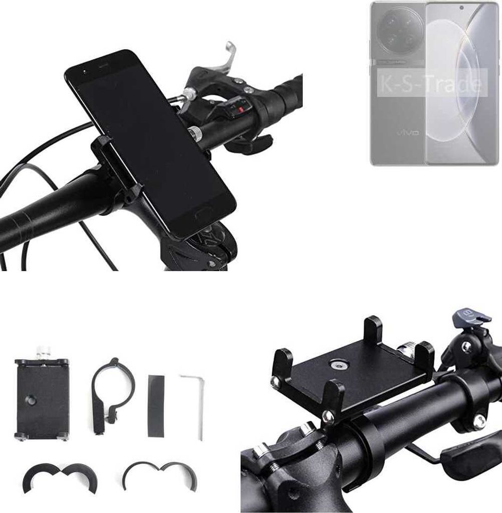 K-S-Trade Handyhalterung für das Fahrrad kompatibel mit Vivo X90 Pro Halter Lenkstange Fahrradhalterung Motorrad Bike Mount Befestigung Smartphone