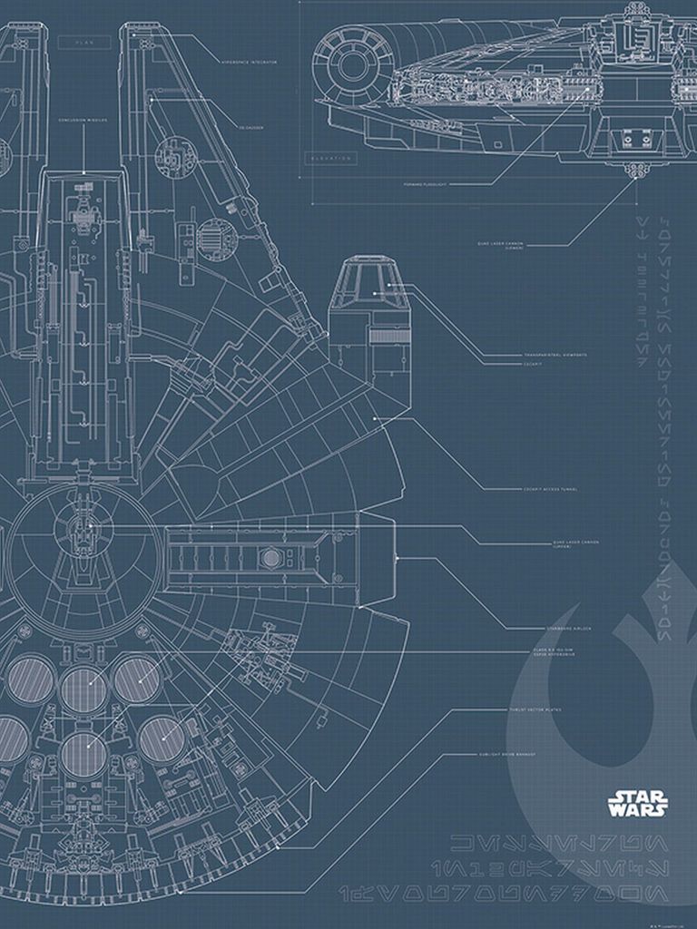 Disney Poster Star Wars Millennium Falken Dunkelblau - 610271 - 50 x 70 cm