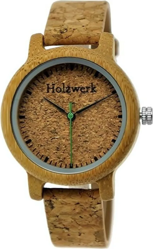 Montre femme en bois et liège naturel montre bracelet cuir