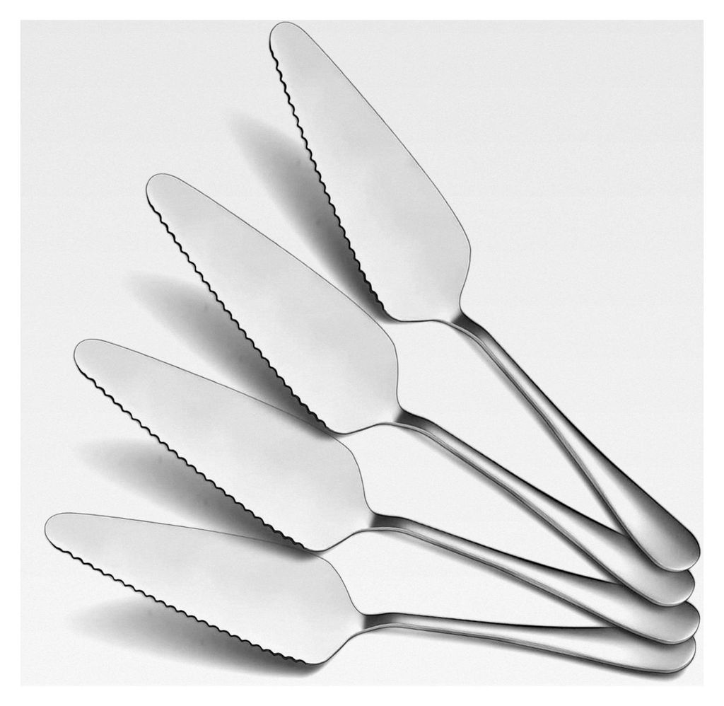 Tortenheber-Set, 4 Stück, Hochzeitstortenmesser und Servierer, Edelstahl-Kuchenschneider, Kuchenservierset (Silber)