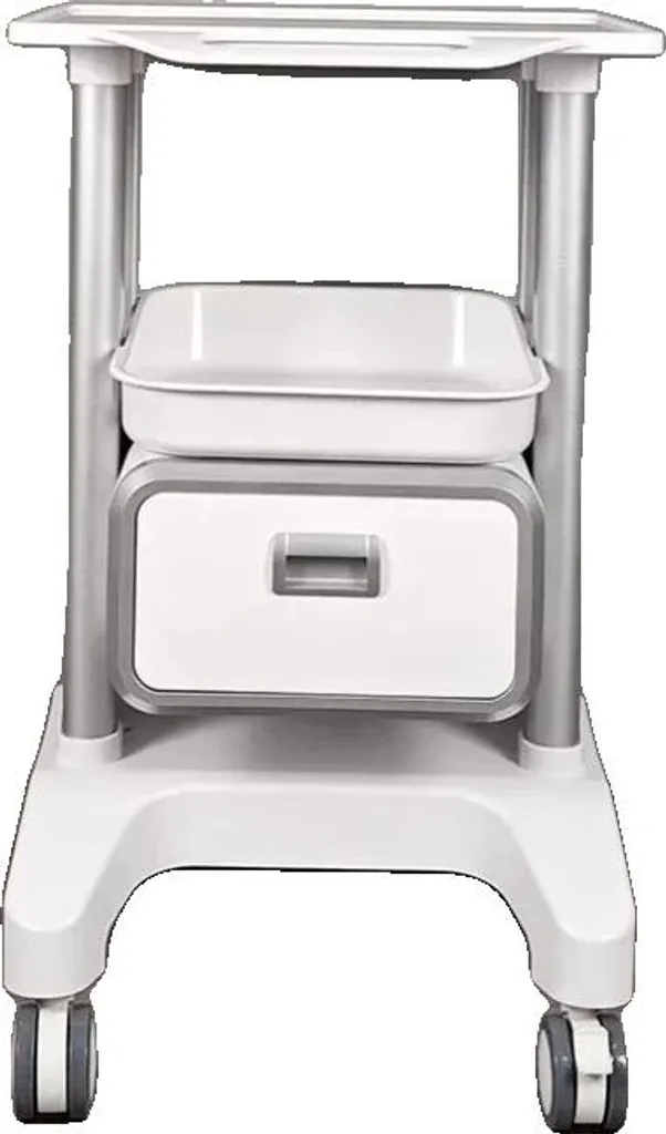 Chariot de salon robuste en plastique ivoire, 3 niveaux de rangement