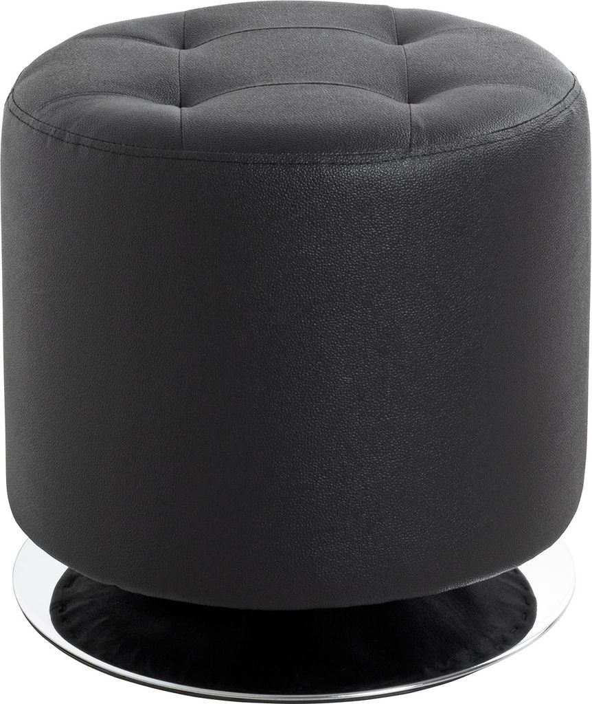 HAKU Sitzhocker chrom, schwarz - Kunstleder, Metall, B/H/T: Produktbild 