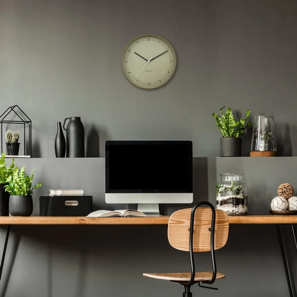 NeXtime 3543KI Berlin L Horloge Murale Verte 40cm Design Industriel