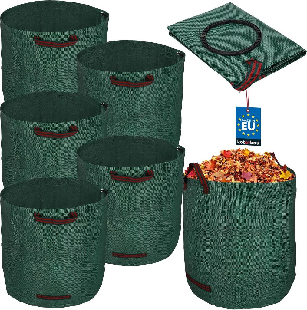 KOTARBAU 5er Set Gartenabfallsack Mörtelkübel 270 L Pflanzsack Laubsack Gartenabfallsack Gartensack Gartenabfallsack Sack & Behälter Gartenabf...