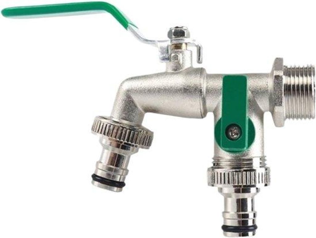 Universal Badezimmer-Wasserhahn - Frostfrei & Korrosionsbeständig - Premium Messing - 1/2 Zoll Eingang & 2 x 3/4 Zoll Ausgang - Mit Dichtband & Sc...