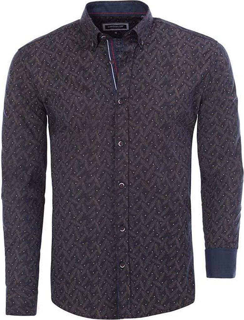Hemd CARISMA Navy/Beige mit floralem Print XXL