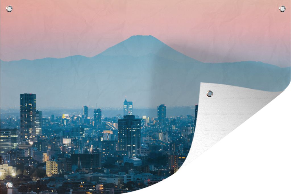 MuchoWow 90x60 cm Outdoor-Poster Gartendeko Sichtschutz Garten Poster für den Garten Skyline des Stadtzentrums von Tokio in Japan