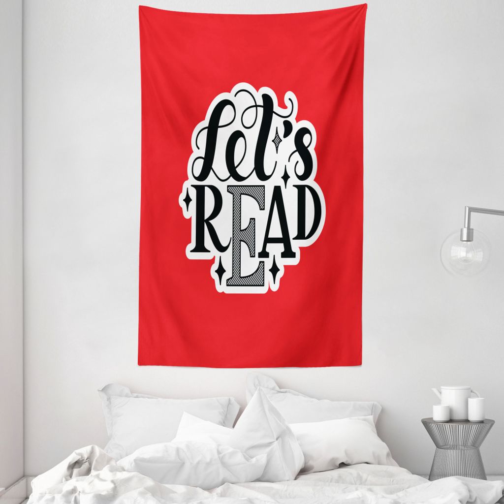 ABAKUHAUS Buch Wandteppich und Tagesdecke, Motivphrase auf Rot aus Weiches Mikrofaser Stoff Waschbar ohne Verblassen Digitaldruck, 140 x 230 cm, Ro...