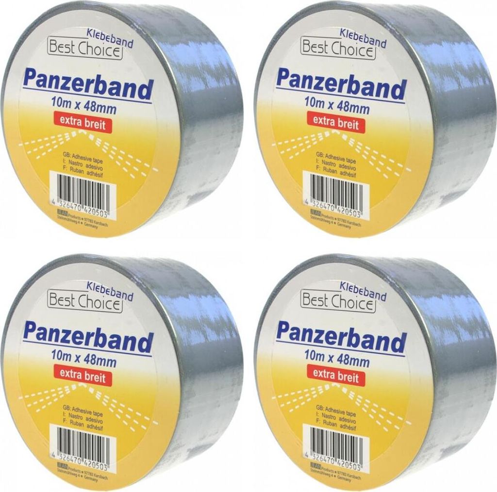 4 x Klebeband Panzerband 10m x 48mm silber Produktbild 