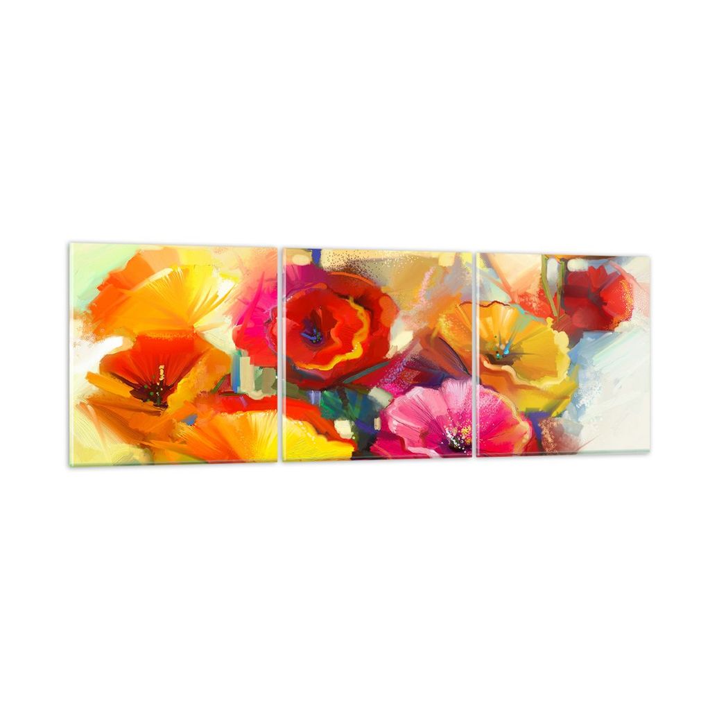 Bilder auf glas - Blumen Frühling Flora Garten - 90x30cm - Glasbilder - Wandbilder - Kunstdruck - zum Aufhängen bereit - Wanddekoration aus Glas ...