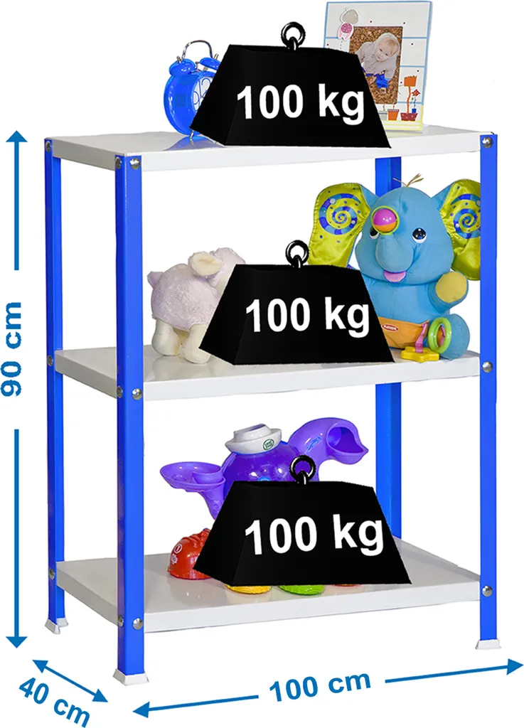 Étagère de garage SIMONHOME 3/400 pour stockage atelier bleu blanc