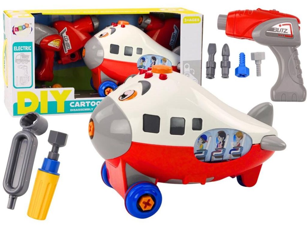 Leantoys Samolot Kreskówkowy Do Skr?cania Skrzyd?a DIY Czerwony
