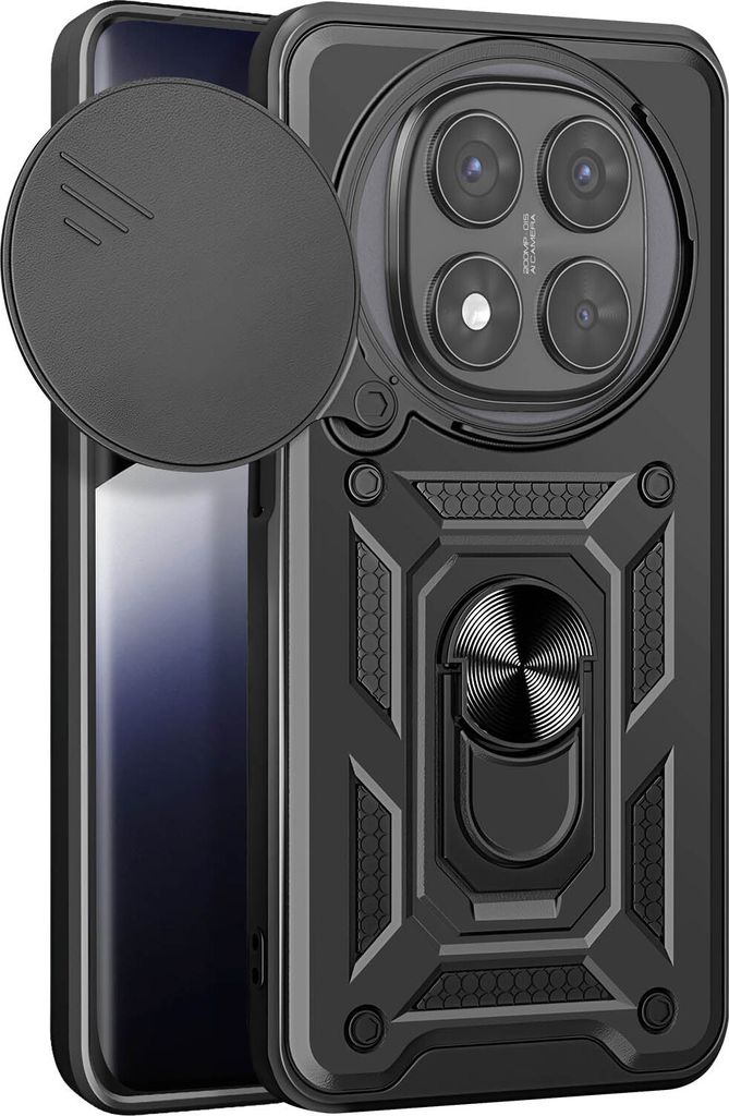 Avizar, Hülle Redmi Note 14 Pro / Pro Plus Ring Halterung Kameraabdeckung, Schwarz