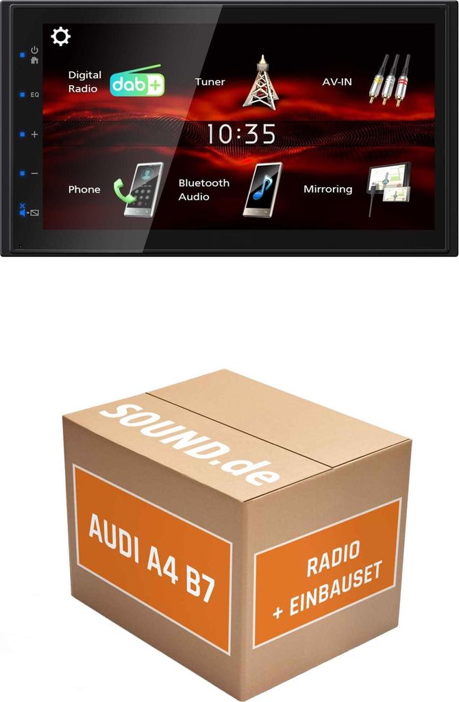 Autoradio Einbaupaket JVC KW-M180DBT passend für Audi A4 B7 + 2-DIN Radio | Bluetooth USB