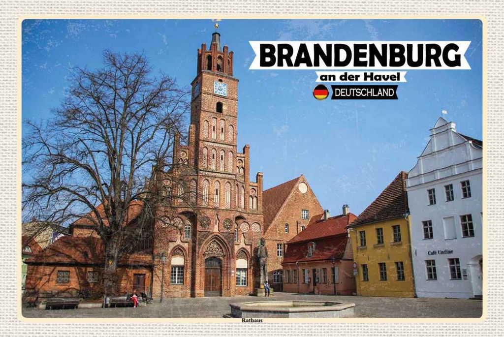 vianmo Holzschild 20x30 cm Brandenburg an der Havel Rathaus Bildmotiv Reisemotiv Abenteuer Reisen