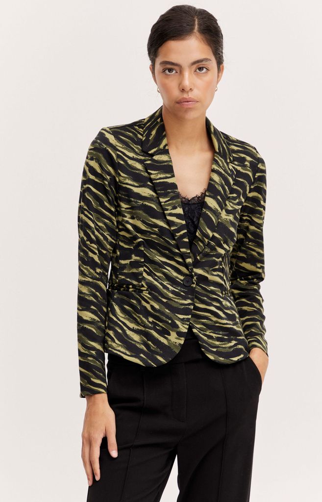 b.young BYRIZETTA AOP BLAZER Damen Blazer Kurzblazer Jacke mit Stretch und Muster leicht tailliert