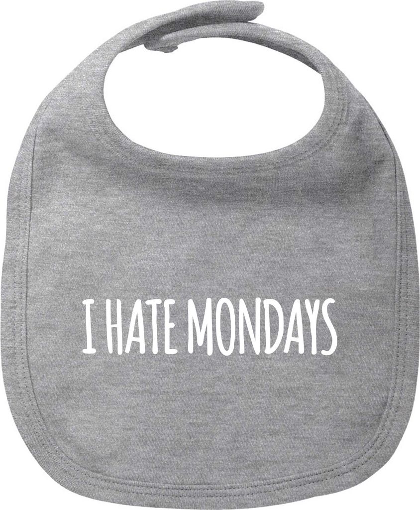 Huuraa Baby Lätzchen I hate mondays Schriftzug Heather Grey Klettverschluss Baumwolle Latz Geschenkidee