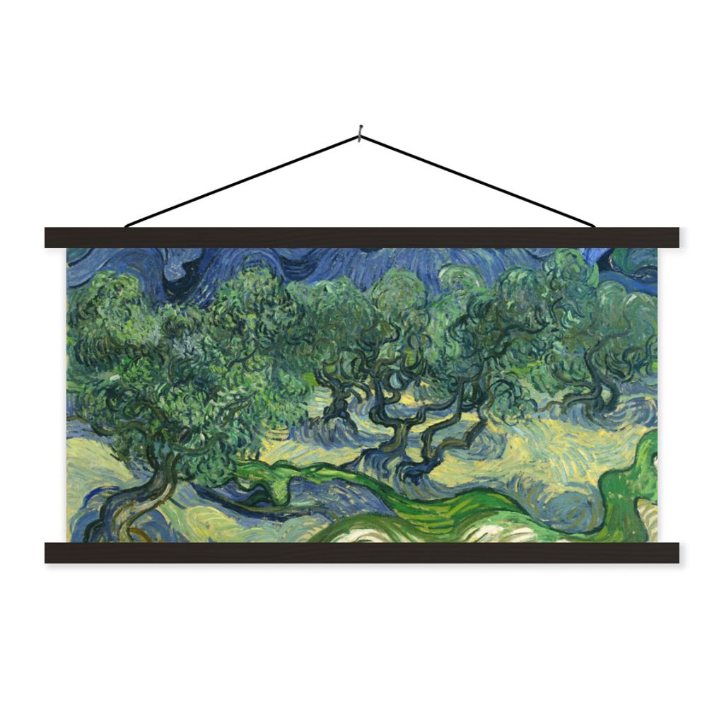 MuchoWow Textilposter Die Olivenbäume - Vincent van Gogh 60x30 cm mit schwarzem Rahmen - Textilien