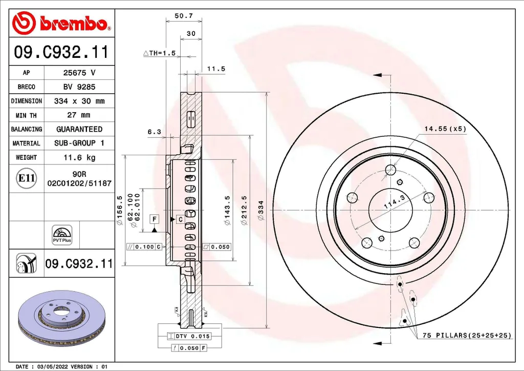 Disque de frein Brembo Lexus IS II sécurisé pour trajet quotidien et autoroute