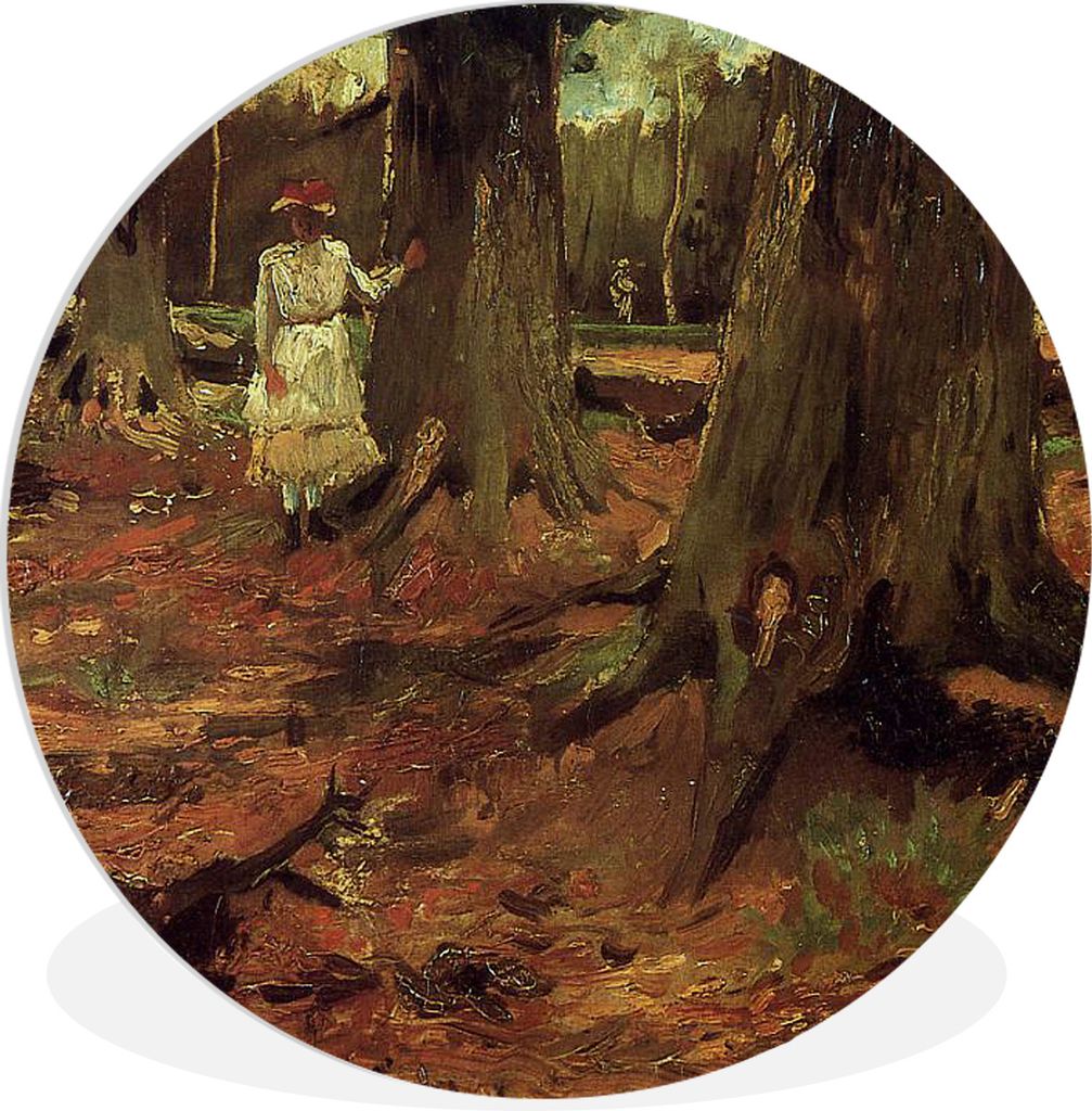 MuchoWow Rundes Wandbild - Runde Bilder Mädchen im Wald - Gemälde von Vincent van Gogh Ø 60 cm Kreis Wanddekoration Kunststoff - Wandkreis - W...