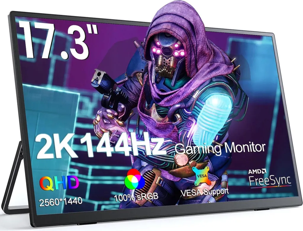 Moniteur 144Hz portable 2K HDR FreeSync haute fluidité avec support