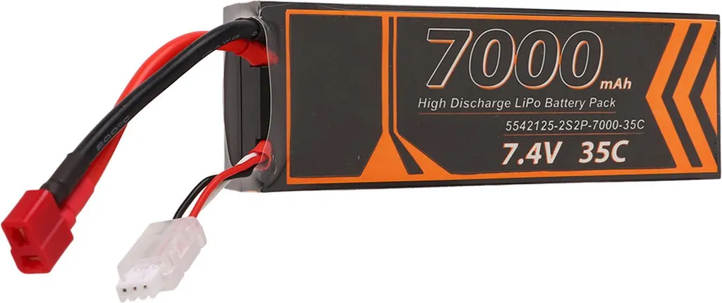 Batterie LiPo 7000mAh 7.4V 2S2P 35C avec Connecteur T pour Voiture RC
