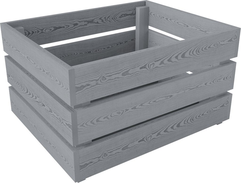 Lermowood Holzkisten Box0542 50 x 40 x 28cm Grau | Dekokisten aus Holz Massive Holzkiste Regalkiste Weinkiste