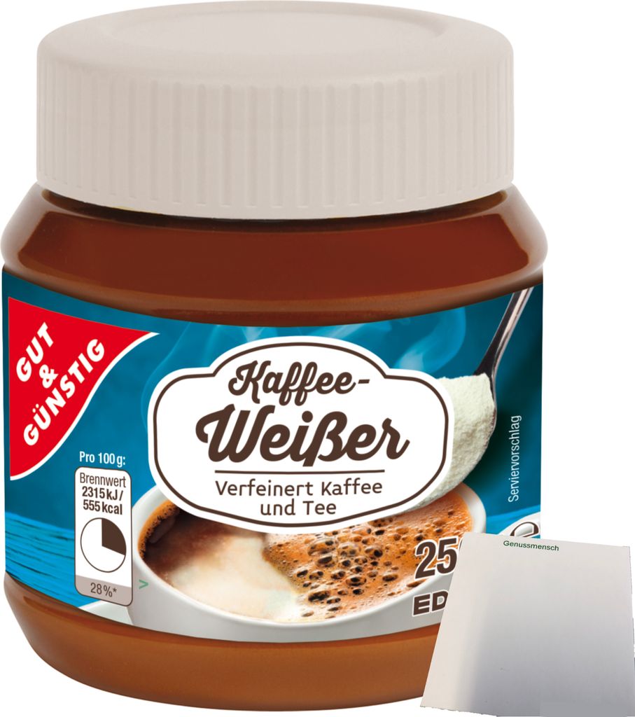 Gut & Günstig Kaffeeweißer verfeinert Kaffee und Tee 1er Pack (1x250g Dose) + usy Block