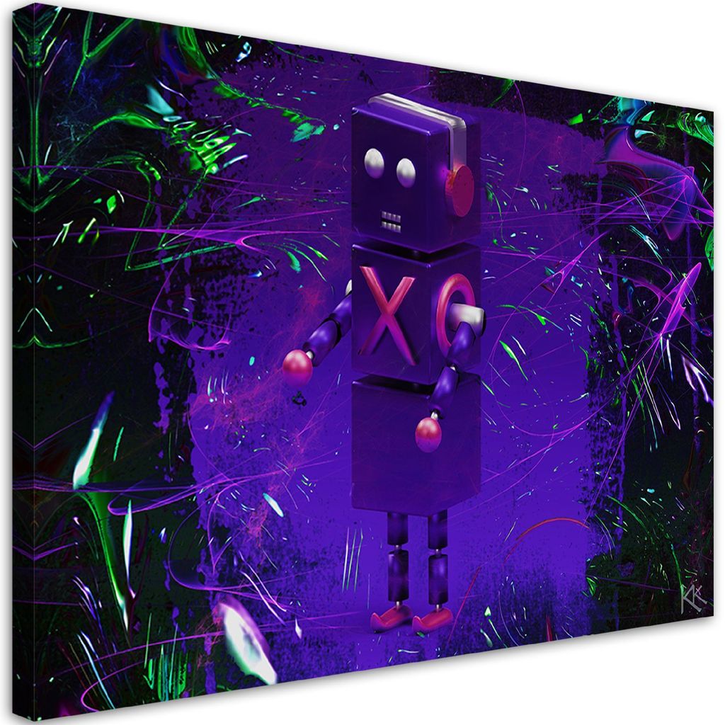 Leinwandbild Roboter für einen Spieler 60x40 Feeby Violett bild für die wand bereit zum aufhängen