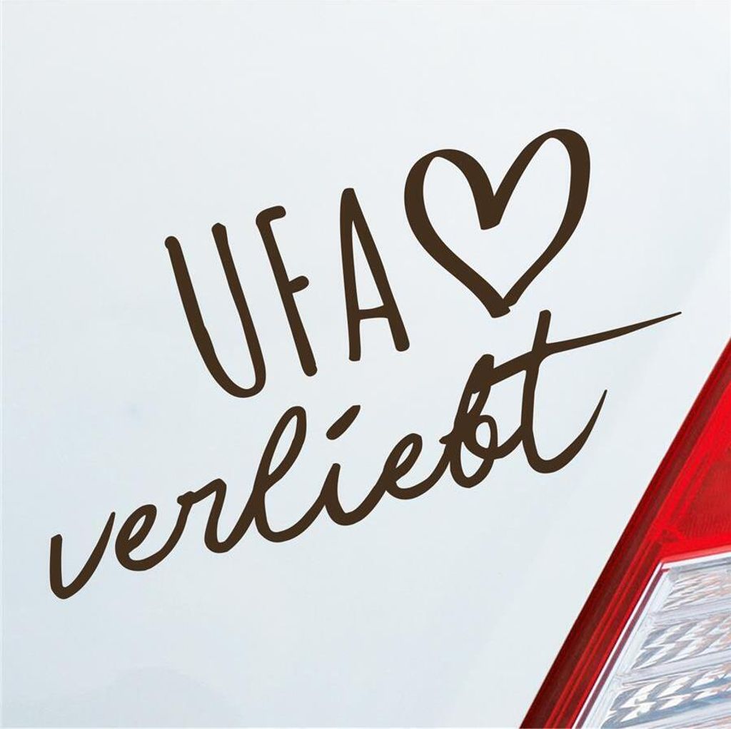 Auto Aufkleber UFA verliebt Herz Stadt Heimat Liebe Car 19x10 cm Braun Sticker Heckscheibenaufkleber