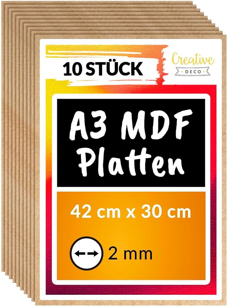 Creative Deco 10 x A3 MDF desky | 420 x 300 x 2 mm | Tenké Obrázek produktu 