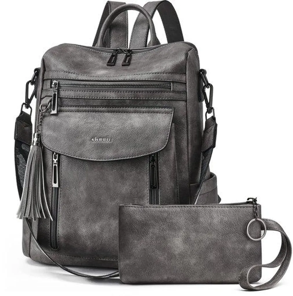 Sac à dos femme cuir gris foncé - Finition Premium et Look Vintage