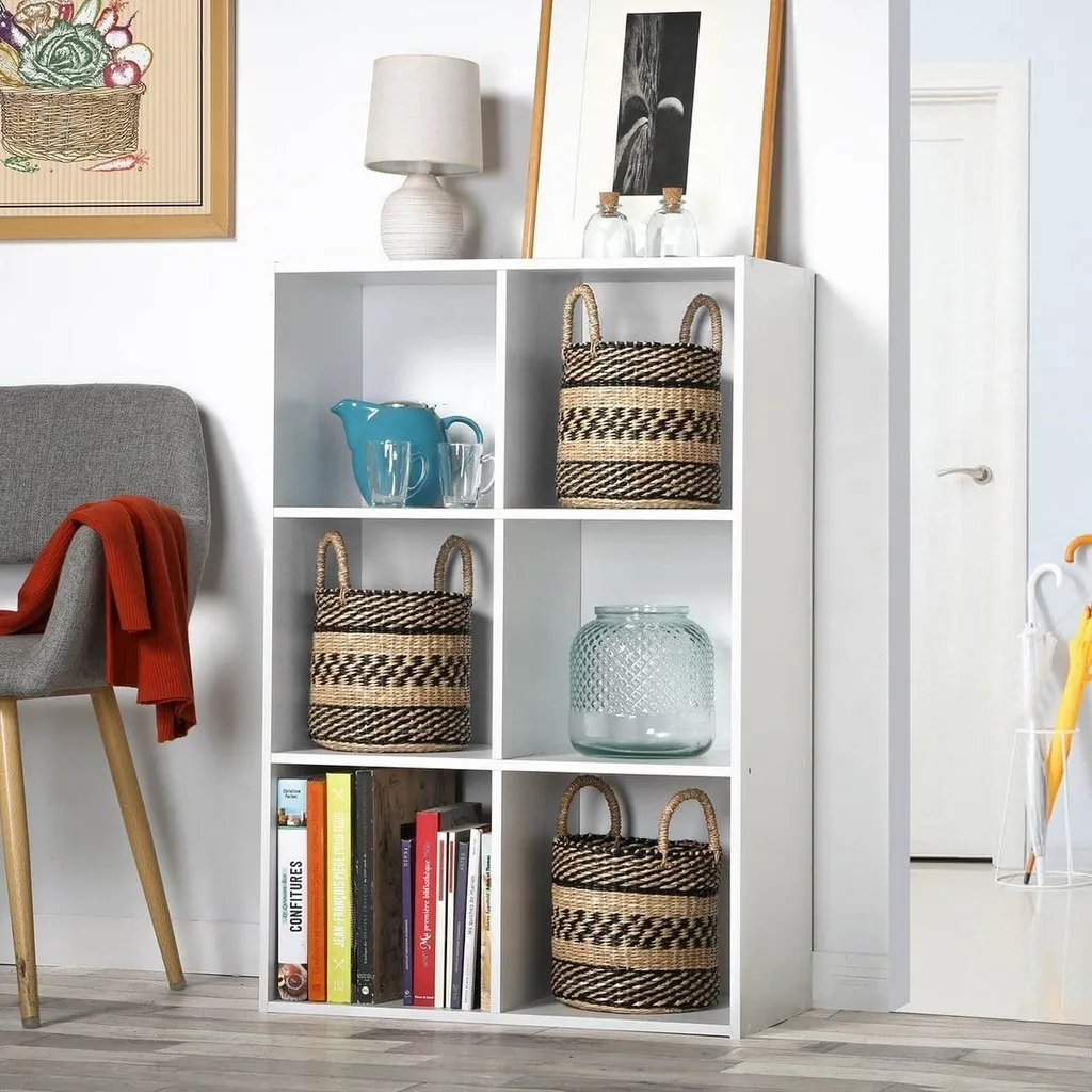 Étagère bois 6 compartiments robuste et compacte 91,5 cm de hauteur