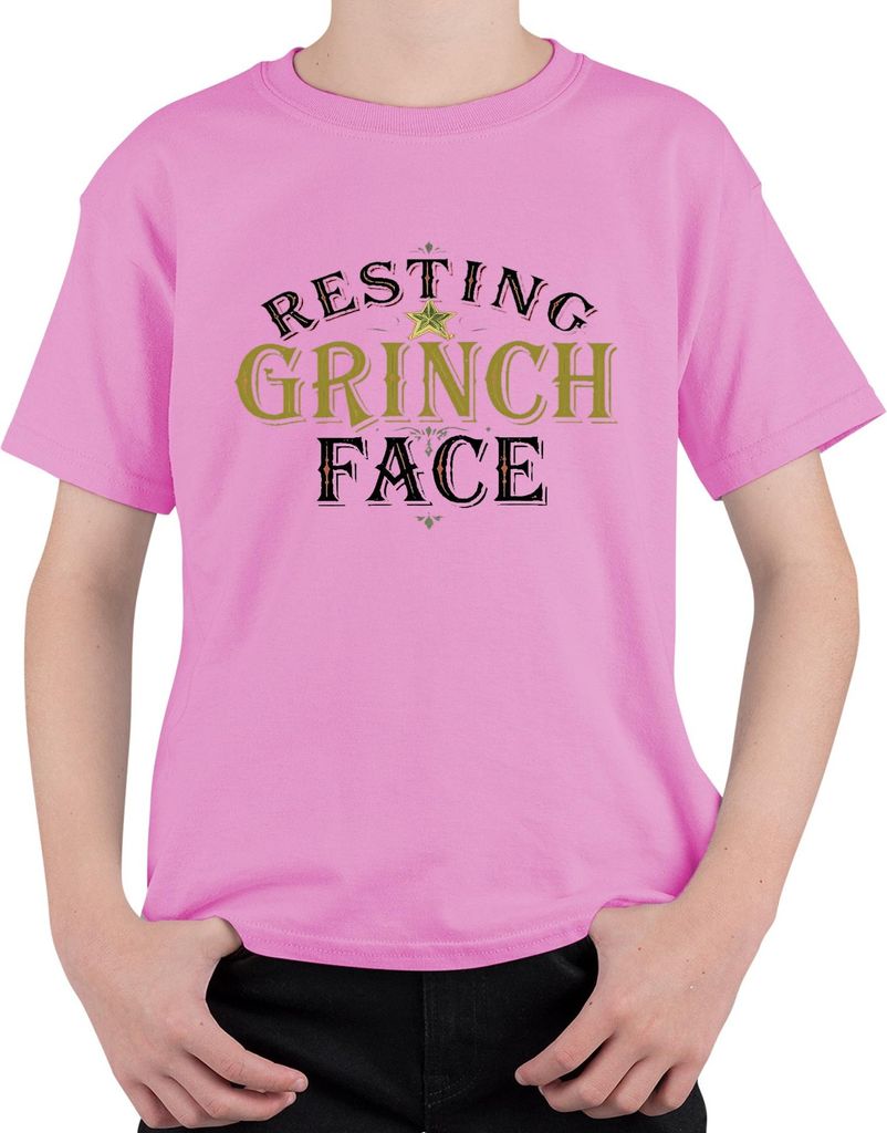 Resting Grinch Face Weihnachten Geschenk lustig grün Vintage Uni Kinder T-Shirt, Pink, 104
