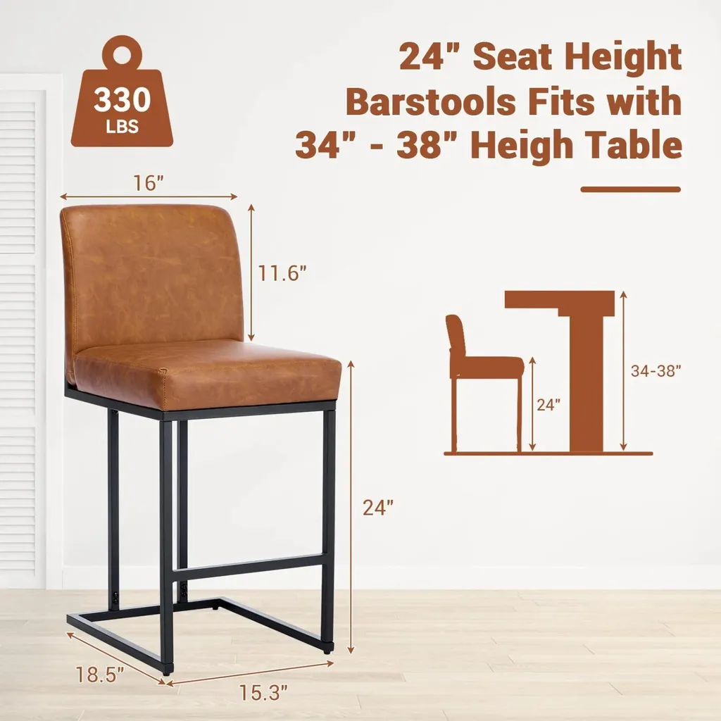 Tabouret de bar ergonomique marron avec dossier pour un maintien optimal
