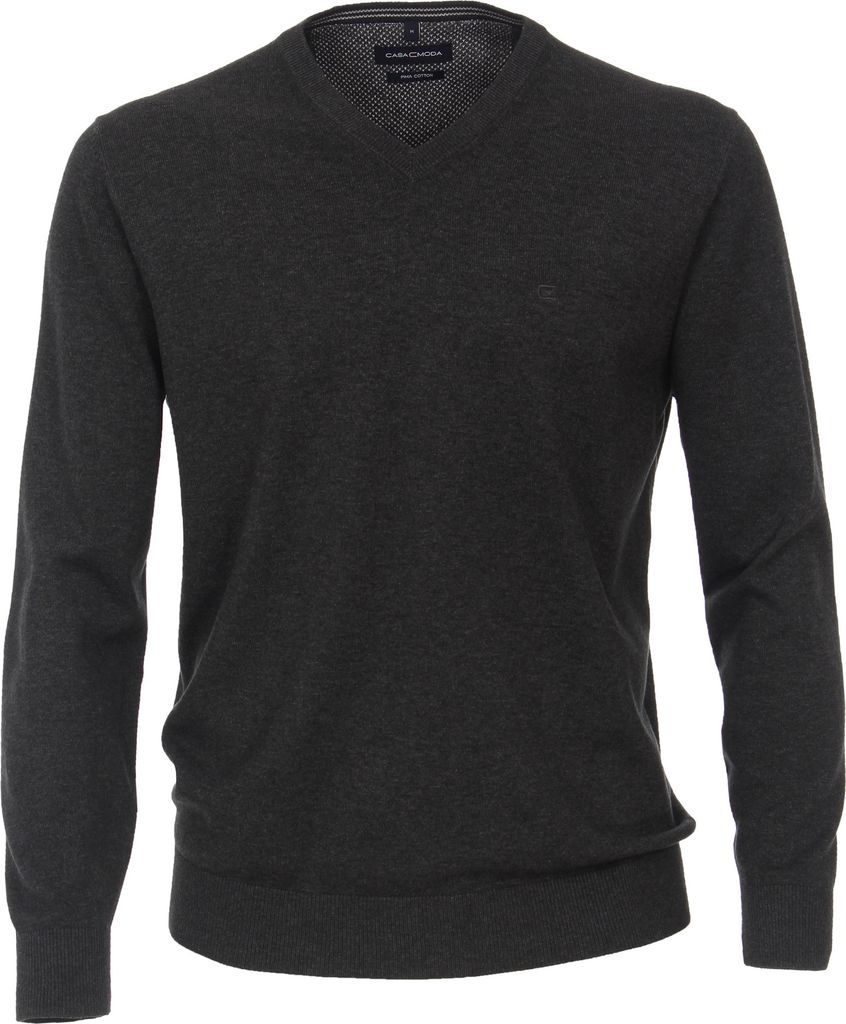 Grau melierter V-Ausschnitt Pullover Casa Moda Produktbild 