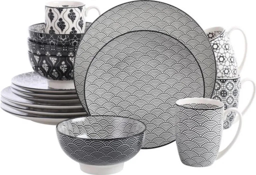 Happyment Set Tavola 4 Persone - Piatti e Ciotole Ceramica Urban Style